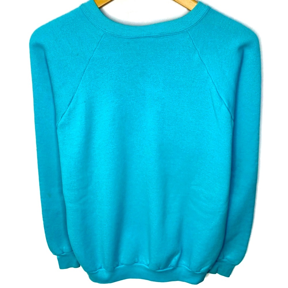 Vintage 80’s Don’t Worry Be Happy Baby Blue Crewneck Sweatshirt Made In USA XL - Picture 5 of 8